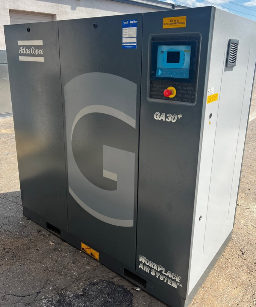 ATLAS COPCO 40 hp, 214.2 cfm, 107 psi Air Compressor GA30+