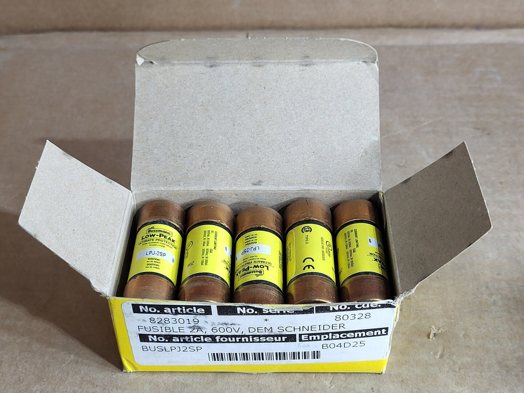 BUSSMANN 2 Amp Low-Peak Class J Fuse LPJ-2SP (Box of 10)