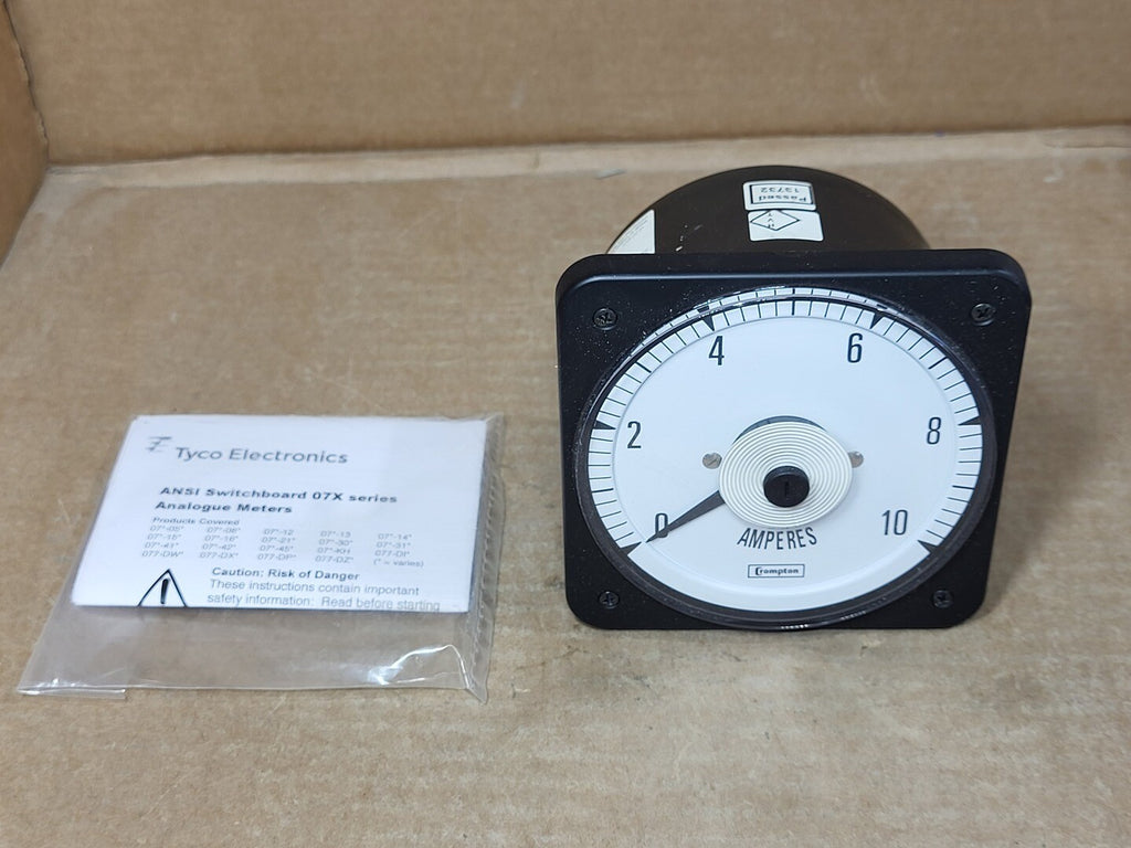 TYCO 0-10 Amp DC Ammeter, Series 077, 077-05AA-MTMT