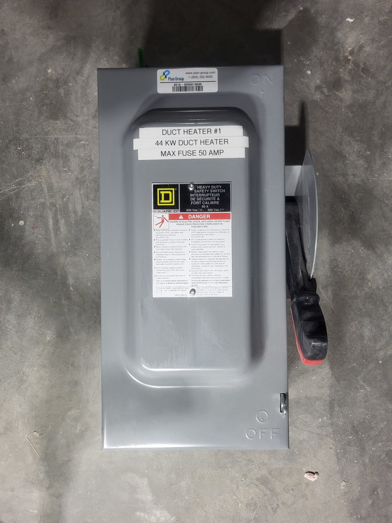 SQUARE D 50 Amp, 600 Volts Fusible Disconnect Switch CH362