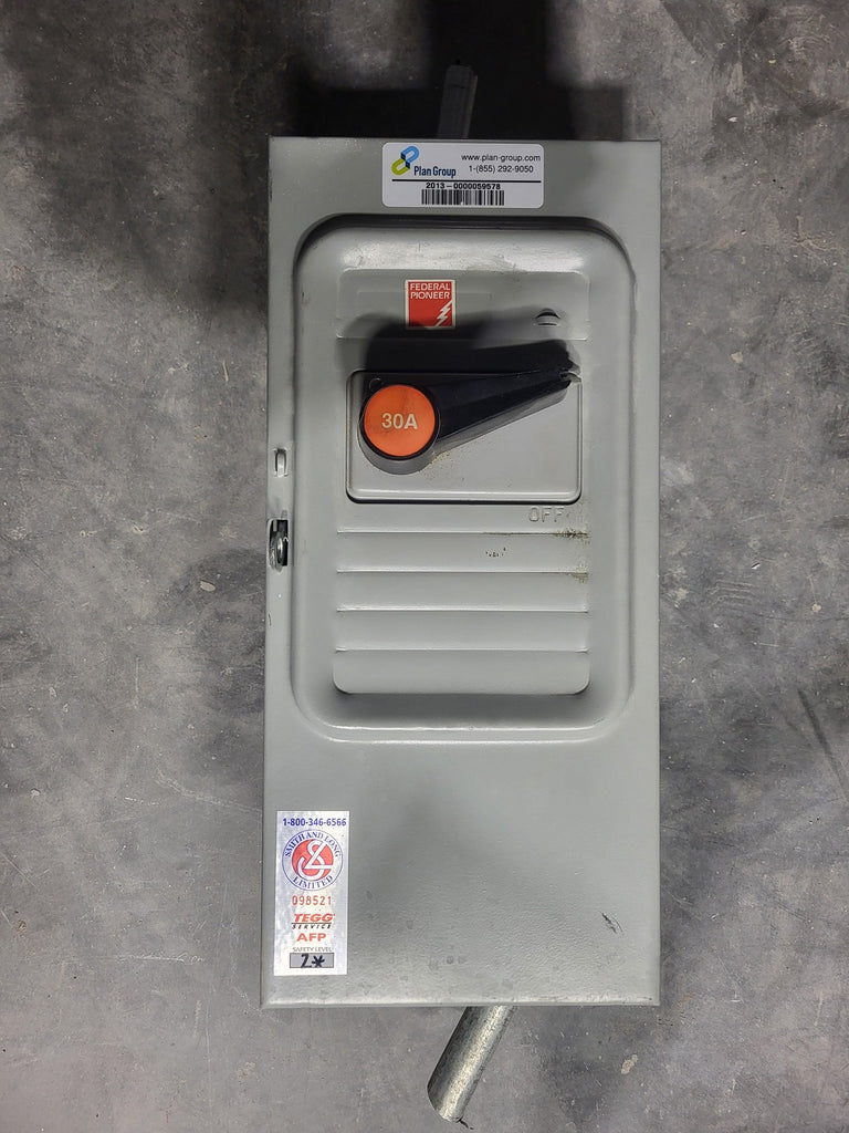 FEDERAL PIONEER 30 Amp, 600 Volts Disconnect Switch 5336