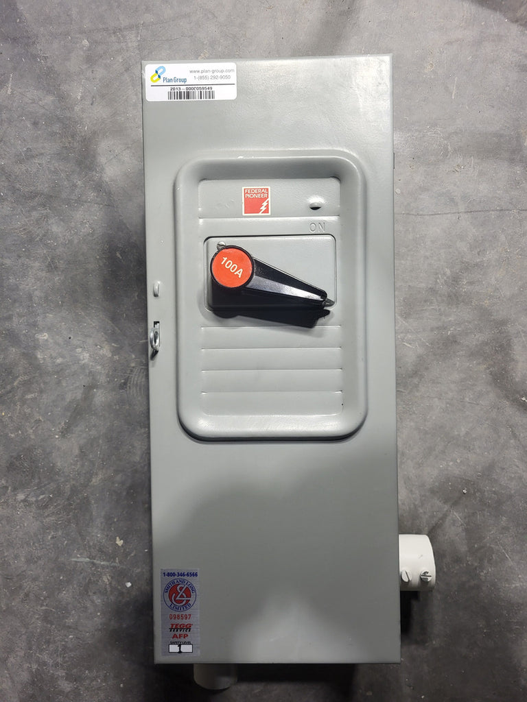FEDERAL PIONEER 100 Amp, 600 Volts Fusible Disconnect Switch 11325N