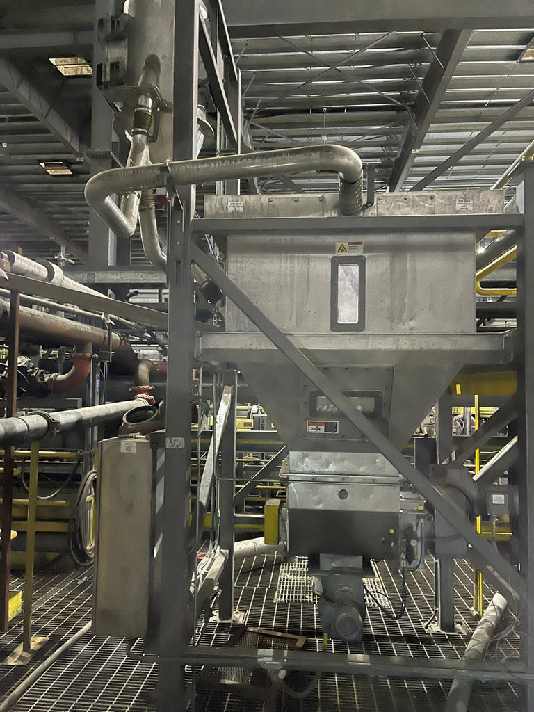 NATIONAL BULK EQUIPMENT INC. Stainless Steel Super Sack Bag Unloading System w/ Dust Collector & Push Control