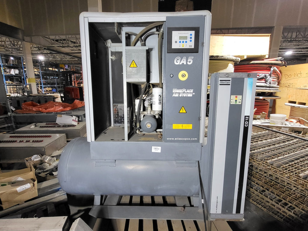 ATLAS COPCO 7.5 hp, 26.7 cfm, 131 psi Rotary Screw Air Compressor GA5