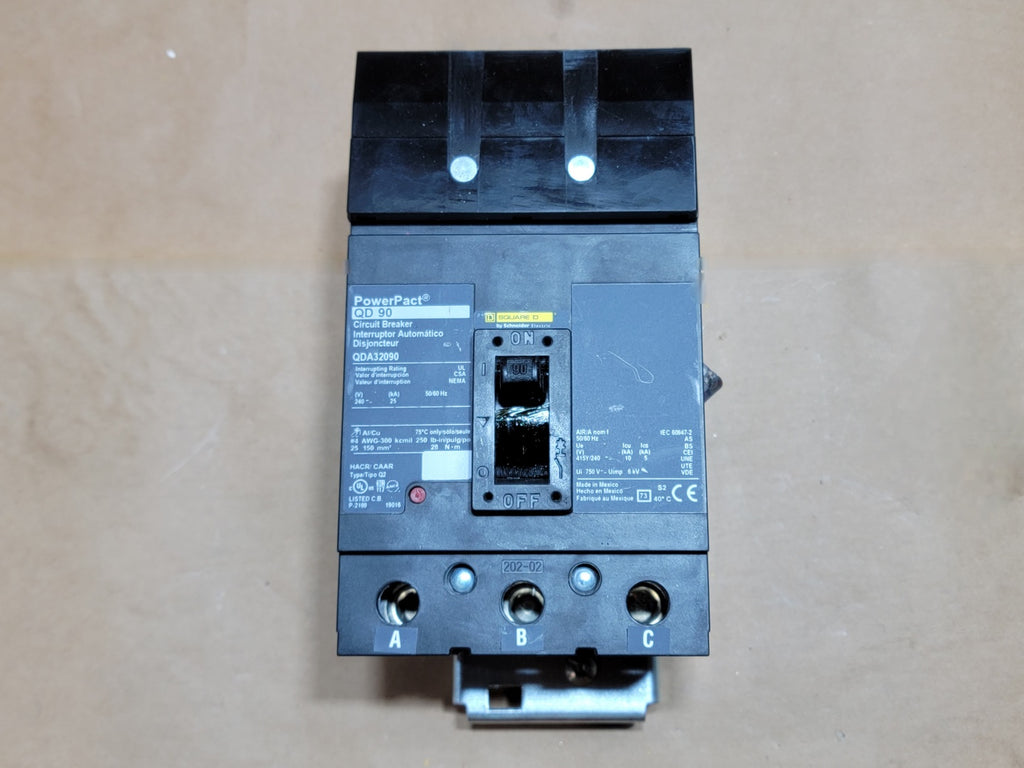SQUARE D 90 Amp, 3 Pole, 240 Volt Circuit Breaker QDA32090