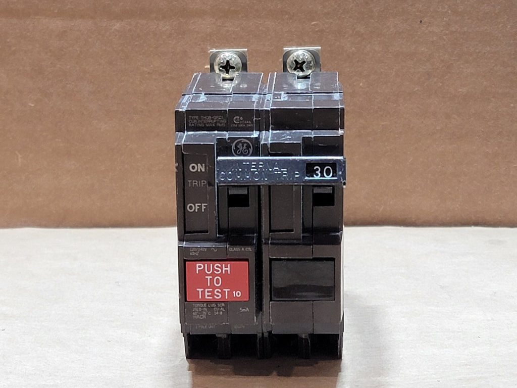 GENERAL ELECTRIC 30 Amp, 2 Pole, 120/240 Volt Circuit Breaker Type THQB-GFCI