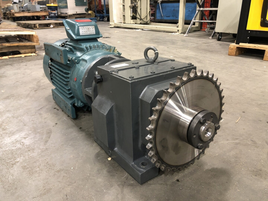 BALDOR 14.63:1 Ratio Speed Reducer GIF1488E-DL w/ 15 hp Inventer Motor 