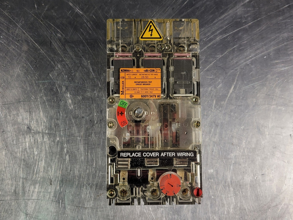 MOELLER 10 Amp, 3 Pole, 600/347 volts Circuit Breaker NZMH4-10-50-OBi-CDN