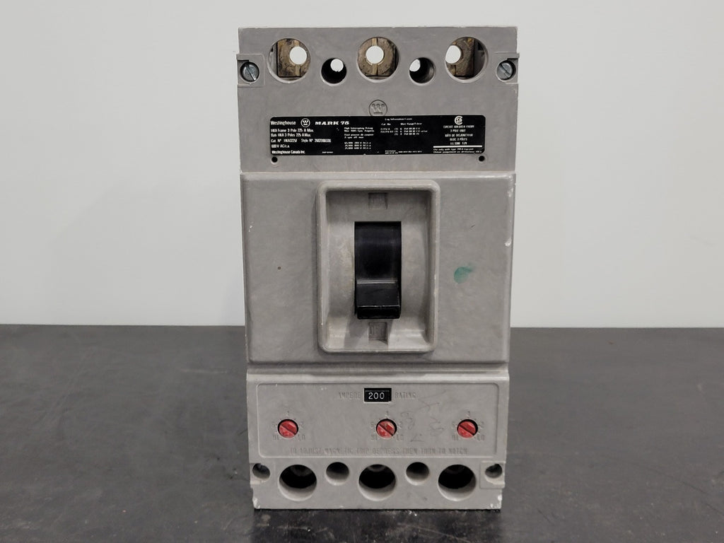 WESTINGHOUSE 225 Amp, 3 Pole, 600 Volts Circuit Breaker Frame HKA3225F w/ 200 Amp Trip Unit 