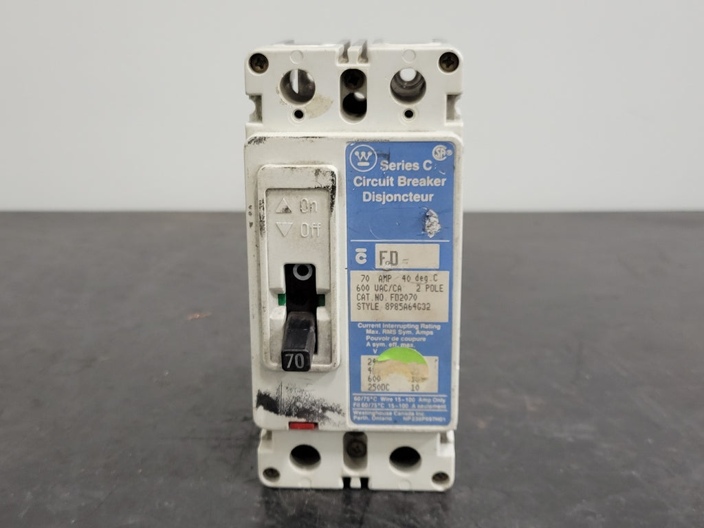 WESTINGHOUSE 70 Amp, 2 Pole, 600 Volts Circuit Breaker FD2070