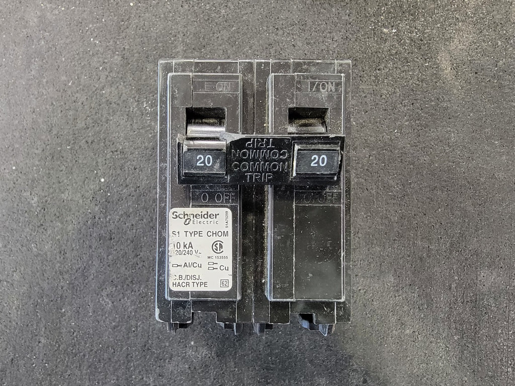 SCHNEIDER ELECTRIC 20 Amp, 2 Pole, 120/240 volts Circuit Breaker CHOM220