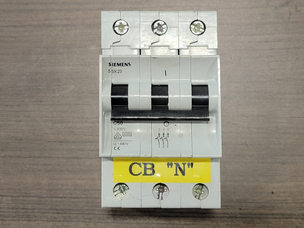 SIEMENS 50 Amp, 3 Pole, 400 Volts Circuit Breaker 5SX23-C50