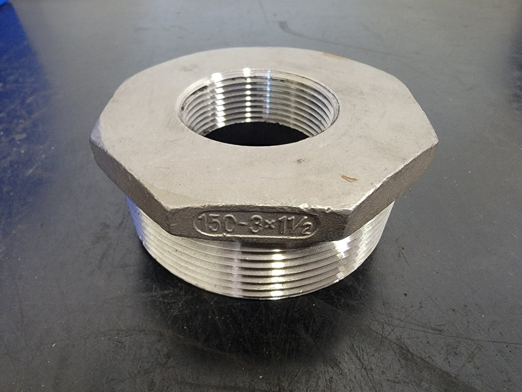 3" x 1-1/2" 316 Stainless Steel Hex Head Reducing Bushing (Box of 2)
