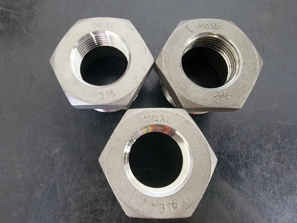 1-1/2" x 1" 316 Stainless Steel Hex Head Reducing Bushing (Bag of 3)