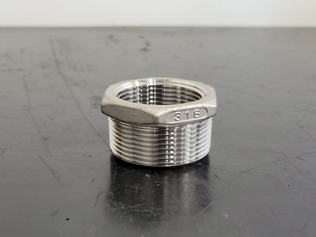 1-1/2" x 1-1/4" 316 Stainless Steel Hex Head Reducing Bushing KI-316