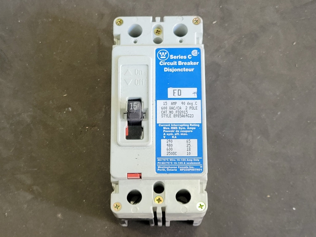 WESTINGHOUSE 15 Amp, 2 Pole, 600 Volts Circuit Breaker FD2015