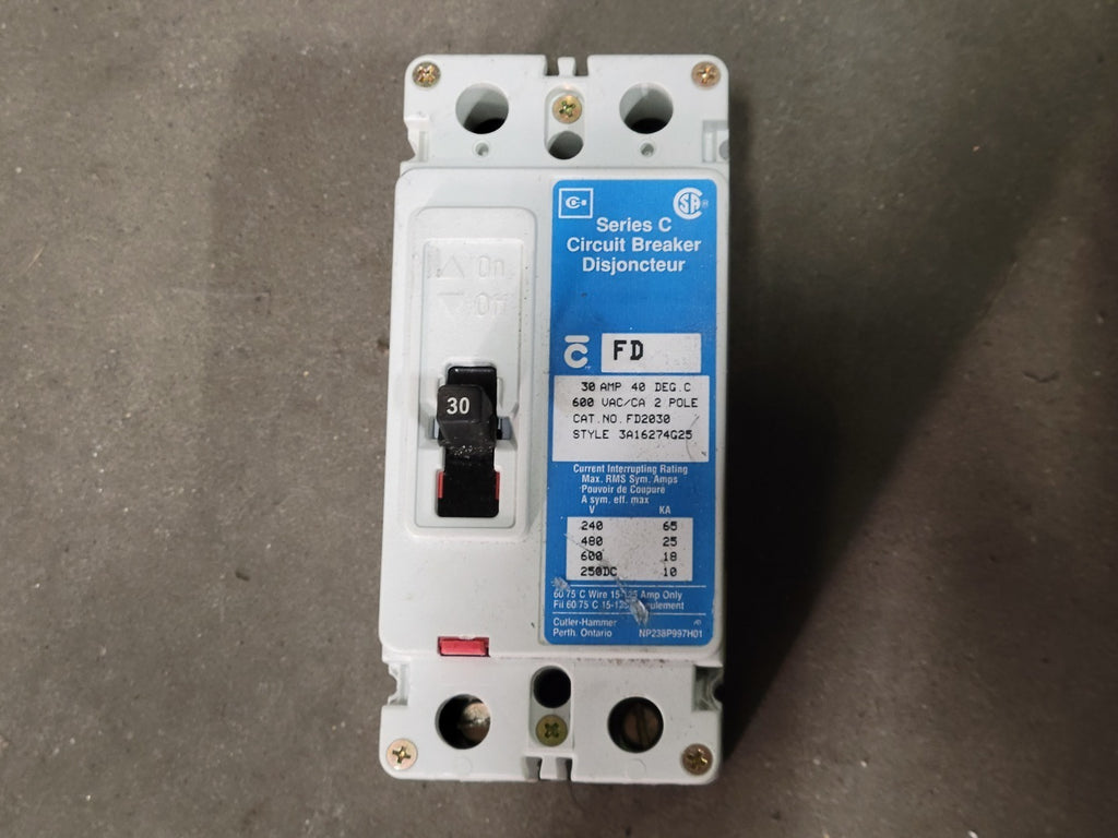 CUTLER-HAMMER 30 Amp, 2 Pole, 600 Volts Circuit Breaker FD2030