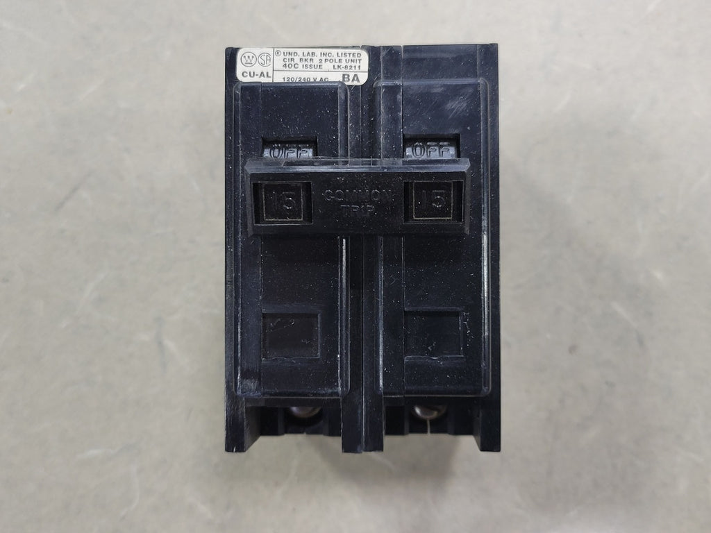 WESTINGHOUSE 15 Amp, 2 Pole, 120/240 volts Circuit Breaker BA2015