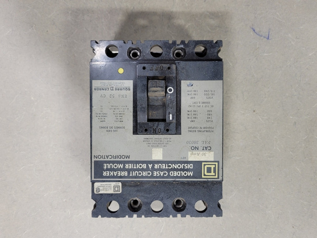SQUARE D 30 Amp, 3 Pole, 600 Volts Circuit Breaker FAL36030