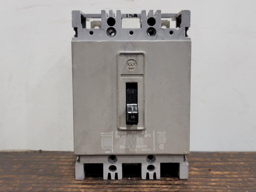 WESTINGHOUSE 15 Amp, 2 Pole, 600 Volts Circuit Breaker HFB2015