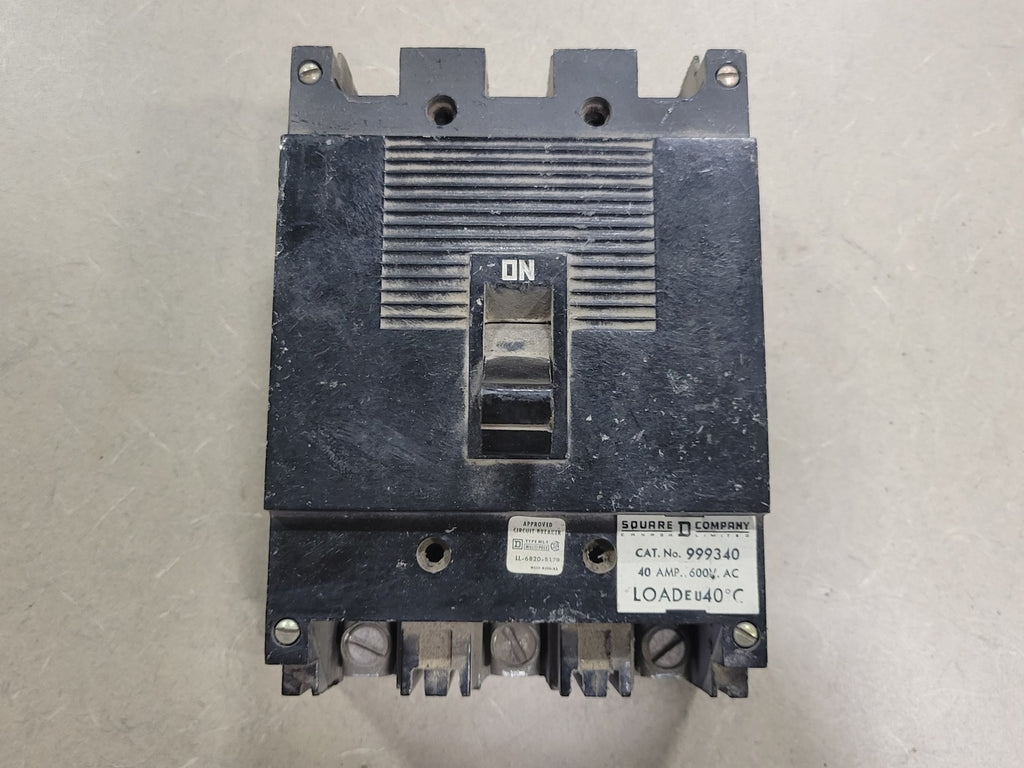 SQUARE D 40 Amp, 3 Pole, 600 Volts Circuit Breaker 999340