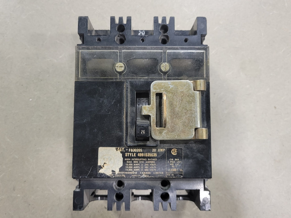 WESTINGHOUSE 20 Amp, 3 Pole, 600 Volts Circuit Breaker FB3020S
