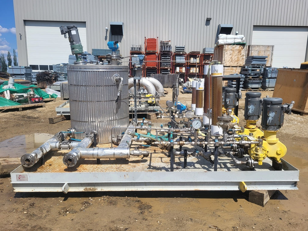 LIGHTNIN Lightnin Skid-Mounted Stainless Steel Mixing System with (4) Milton Roy Metering Pumps, Agitator, Rosemount Instrumentation & Baldor Explosion-Proof Motors