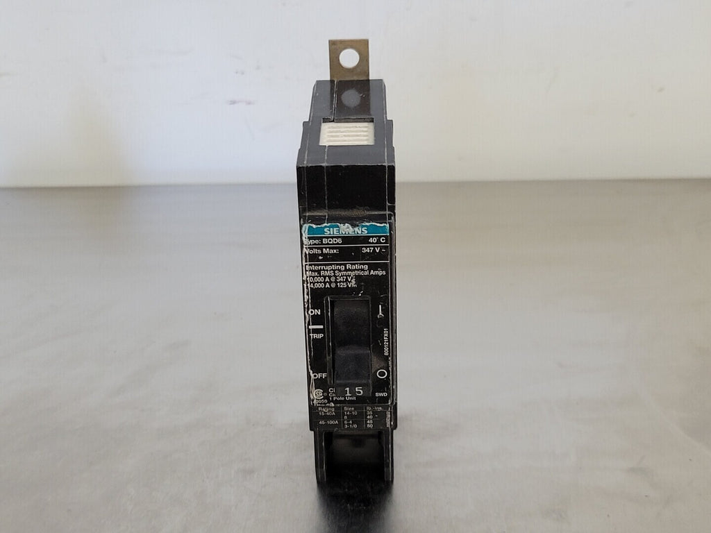 SIEMENS 15 Amp, 1 Pole, 347 volts Circuit Breaker BQD6115