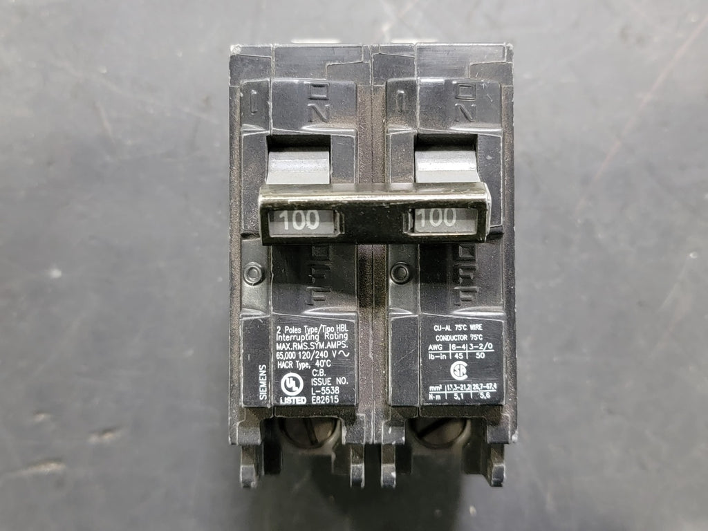 SIEMENS 100 Amp, 2 Pole, 120/240 volts Circuit Breaker B2100HH