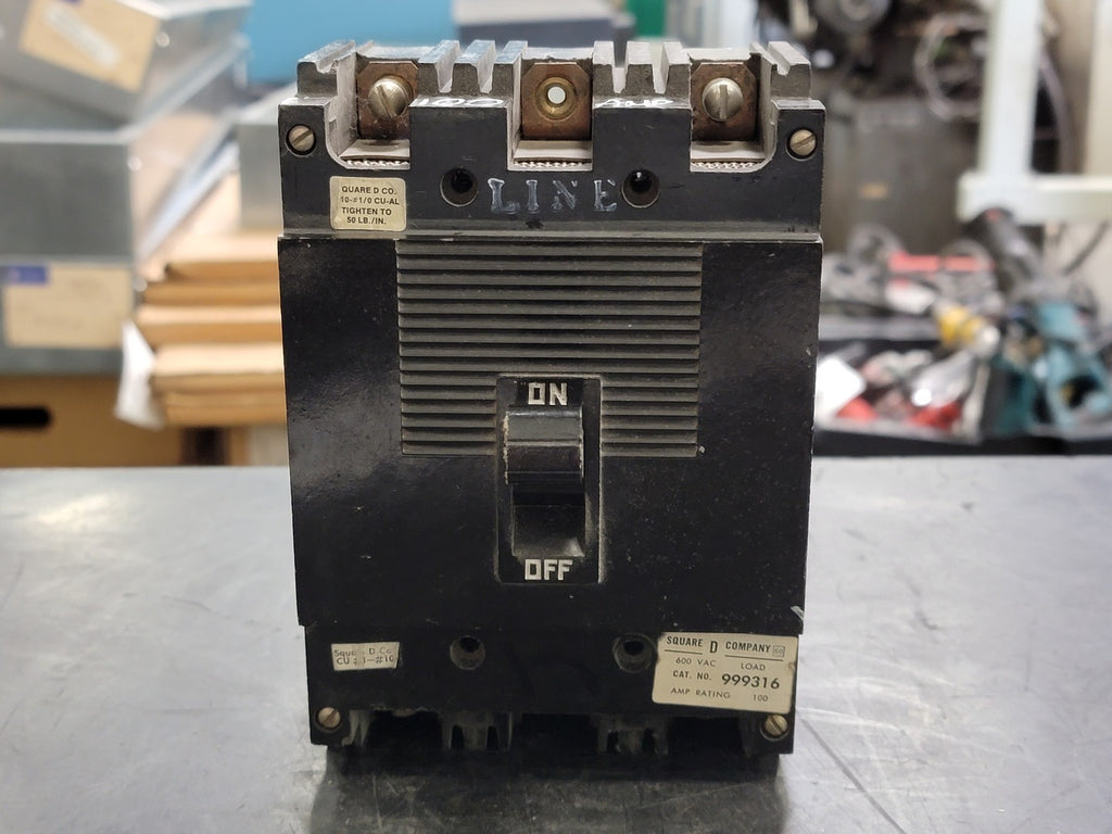 SQUARE D 100 Amp, 3 Pole, 600 Volts Circuit Breaker 999316