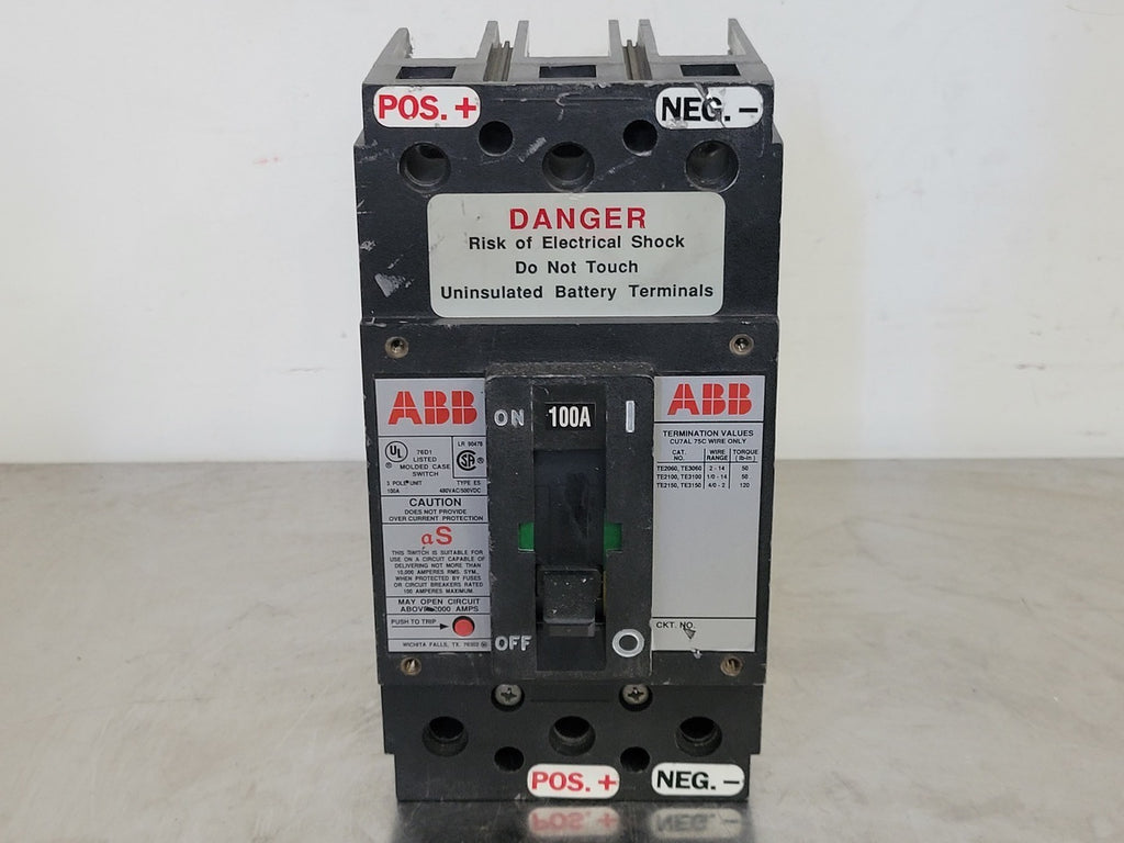 ABB 100 Amp, 3 Pole, 480 volts Circuit Breaker 