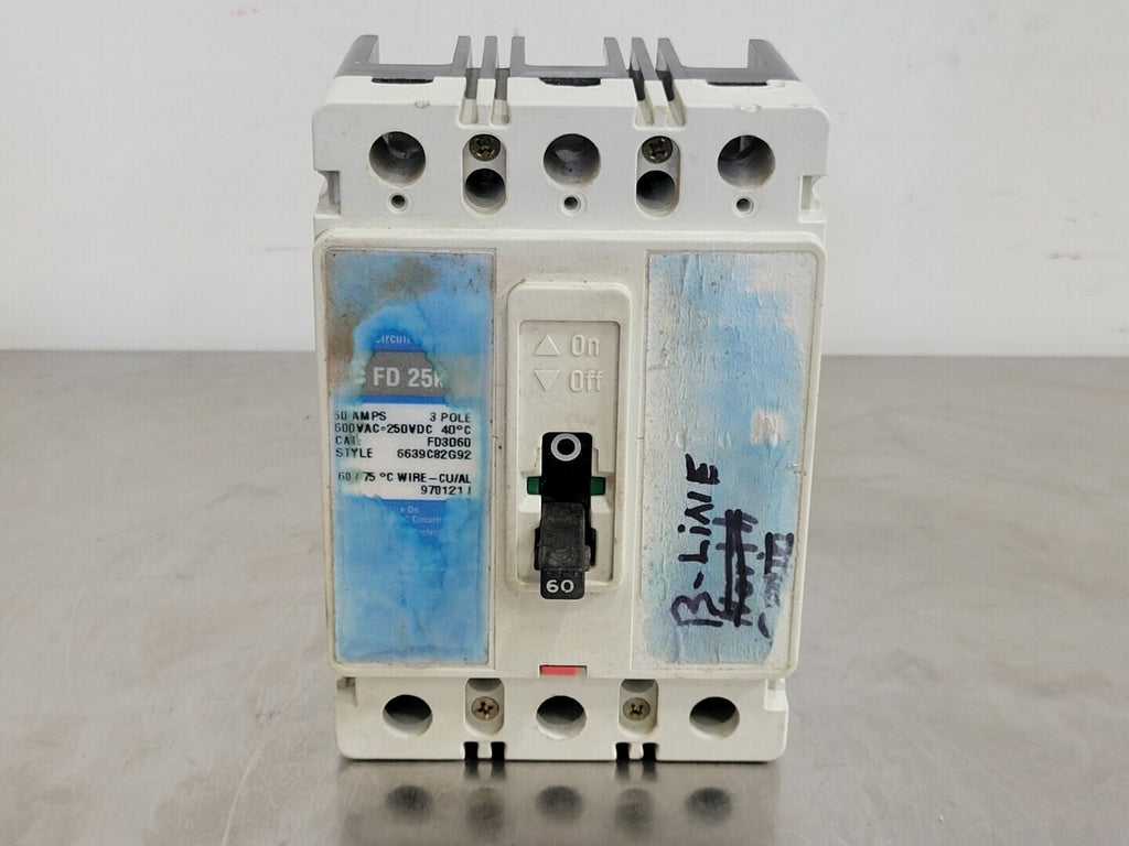 CUTLER-HAMMER 60 Amp, 3 Pole, 600 Volts Circuit Breaker FD3060
