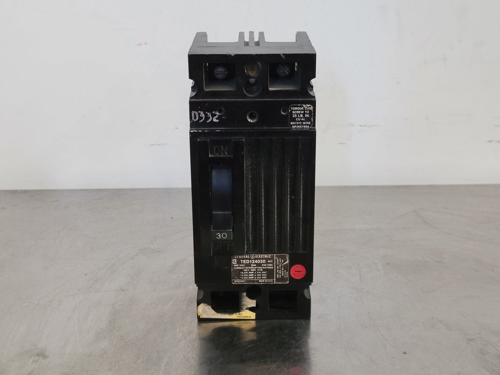 GENERAL ELECTRIC 30 Amp, 2 Pole, 480 volts Circuit Breaker TED124030