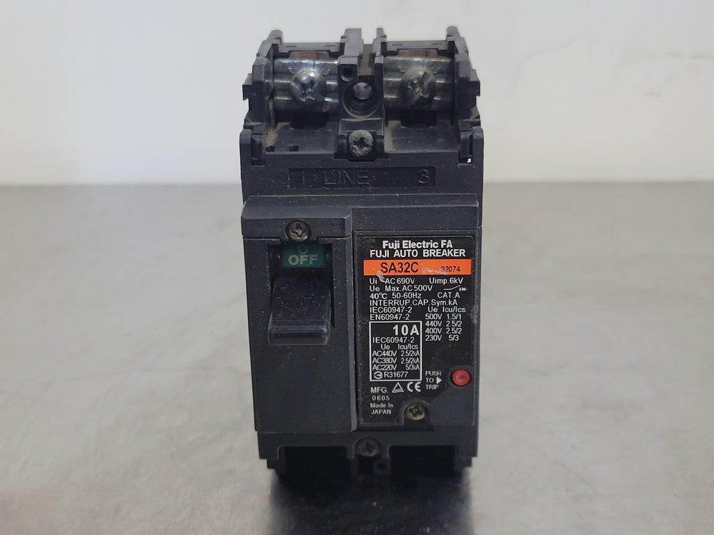 FUJI ELECTRIC 10 Amp, 2 Pole, 690 volts Circuit Breaker SA32C