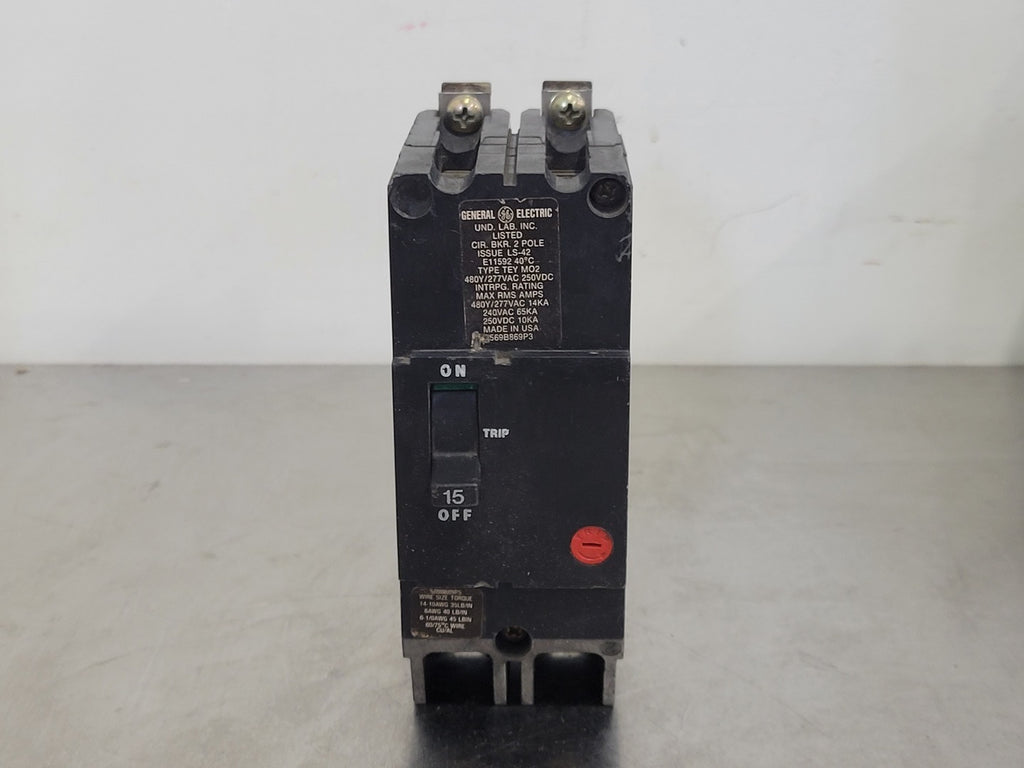 GENERAL ELECTRIC 15 Amp, 2 Pole, 480/277 volts Circuit Breaker TEY215