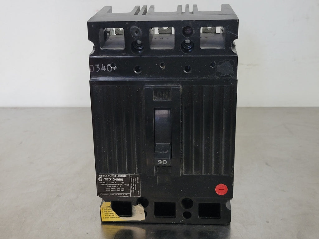 GENERAL ELECTRIC 90 Amp, 3 Pole, 480 volts Circuit Breaker TED134090