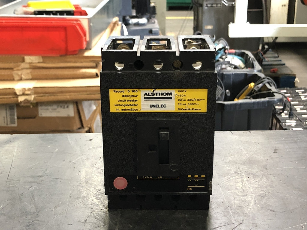 ALSTHOM UNELEC 160 Amp, 3 Pole, 660 volts Circuit Breaker RECORD D 160