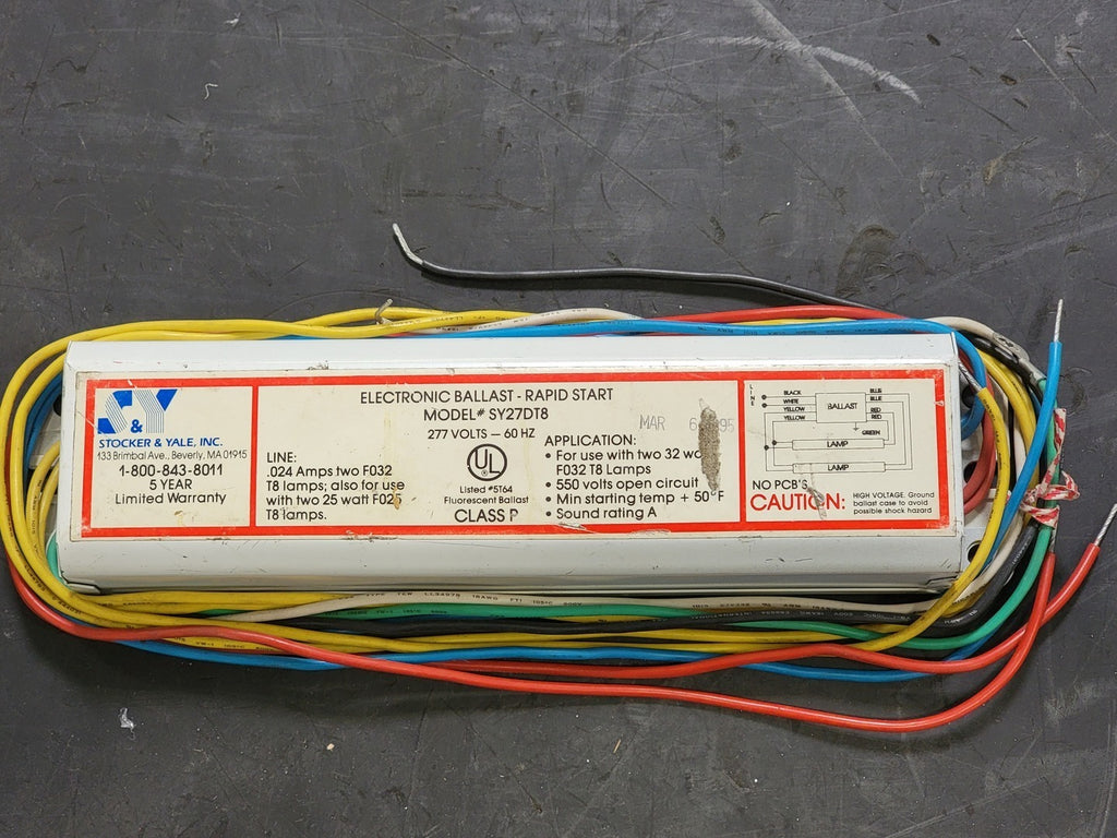 STOCKER & YALE INC. 277 Volts 2 Lamps Electronic Ballast SY27DT8