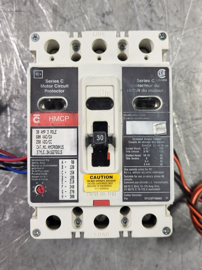 EATON 30 Amp, 3 Pole, 600 Volts Circuit Breaker HMCP030H1S
