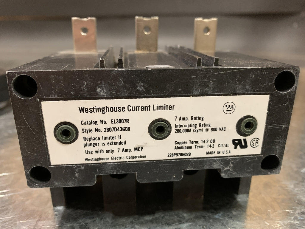 WESTINGHOUSE 7 Amp, 3 Pole, 600 volts Circuit Breaker Current Limiter EL3007R