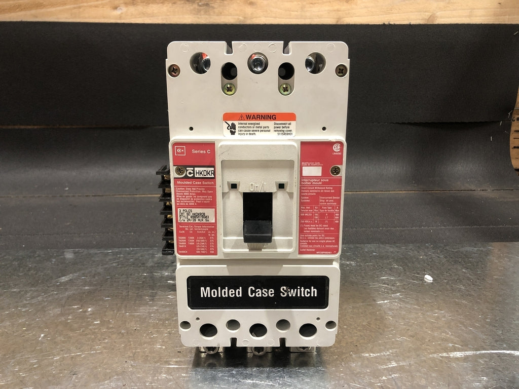 CUTLER-HAMMER 400 Amp, 3 Pole, 600 volts Circuit Breaker HKDKROB w/ 2A/2B Auxiliary Switch