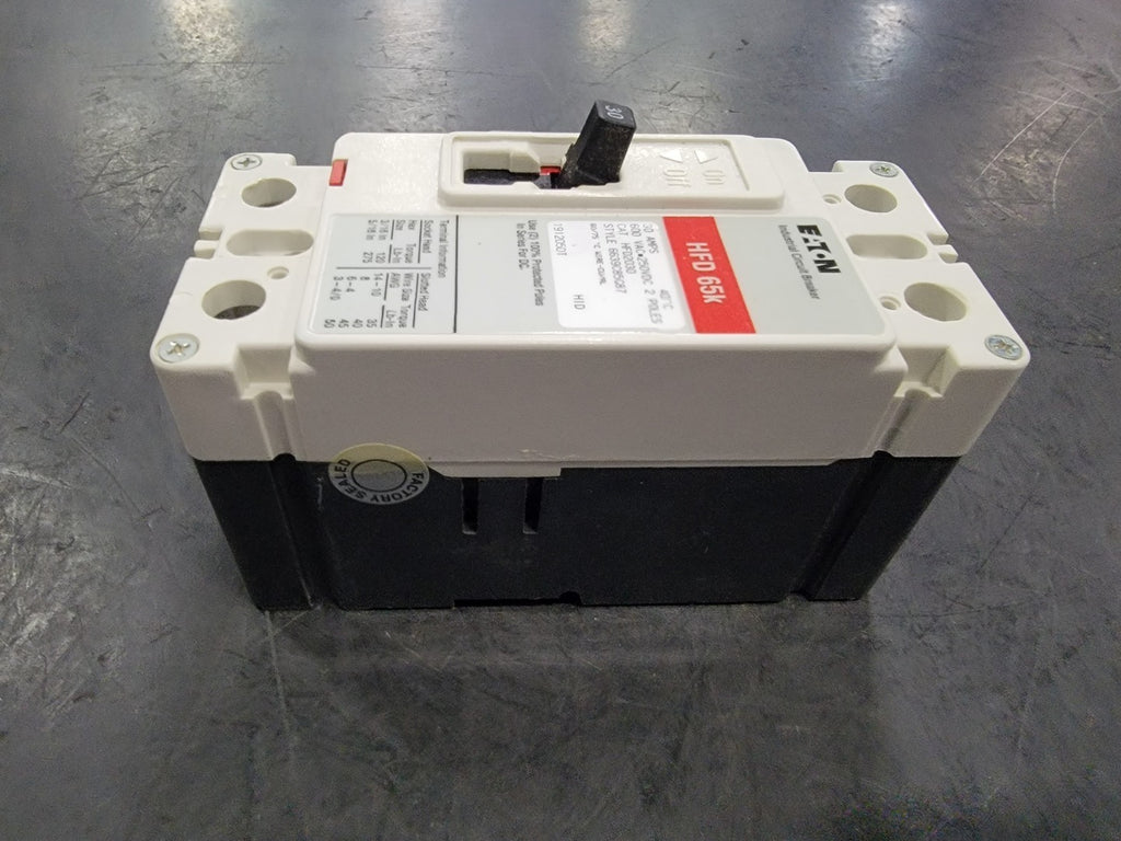 EATON 30 Amp, 2 Pole, 600 volts Circuit Breaker HFD2030