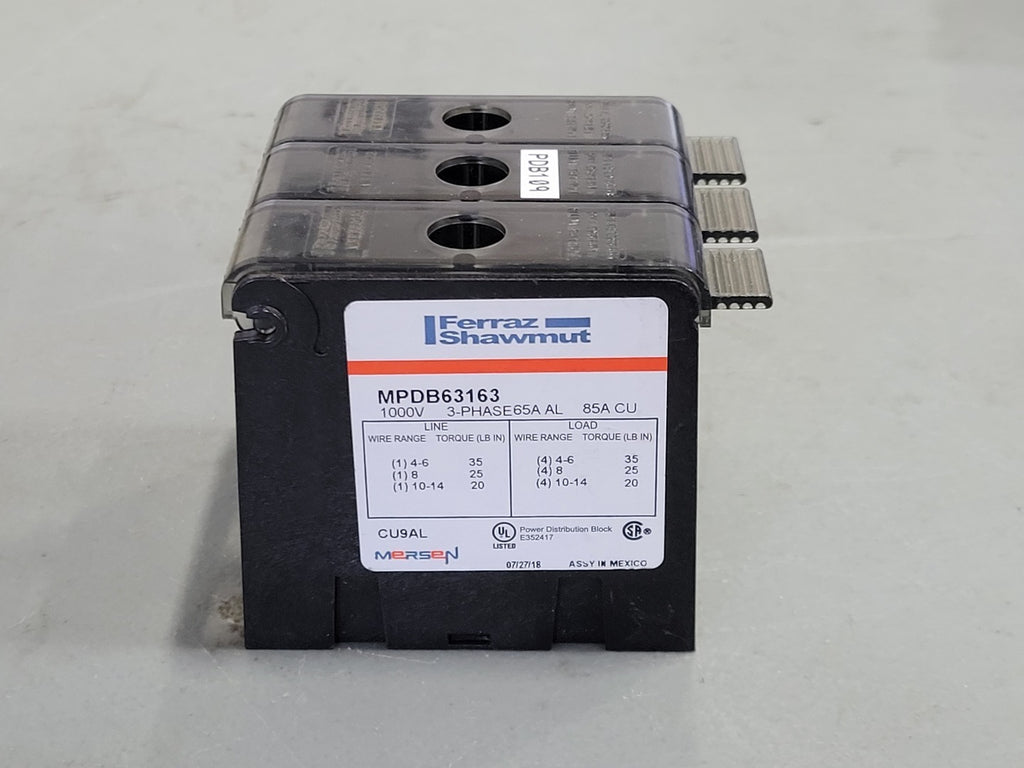 FERRAZ SHAWMUT 1000V Power Distribution Block, MPDB63163