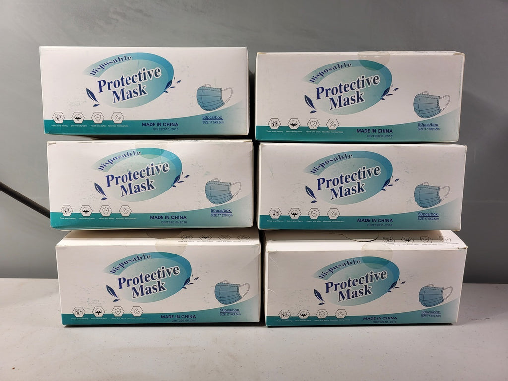 ZHUJI GAOXIUXIN KNITTING CO LTD 3 Layer Disposable Protective Face Masks (6 boxes of 50)