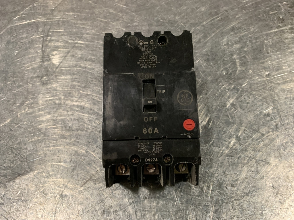 GENERAL ELECTRIC 60 Amp, 3 Pole, 480/277 volts Circuit Breaker TEY360 