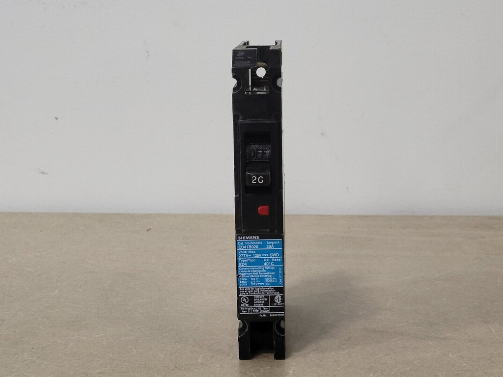 SIEMENS 20 Amp, 1 Pole, 277 volts Circuit Breaker ED41B020