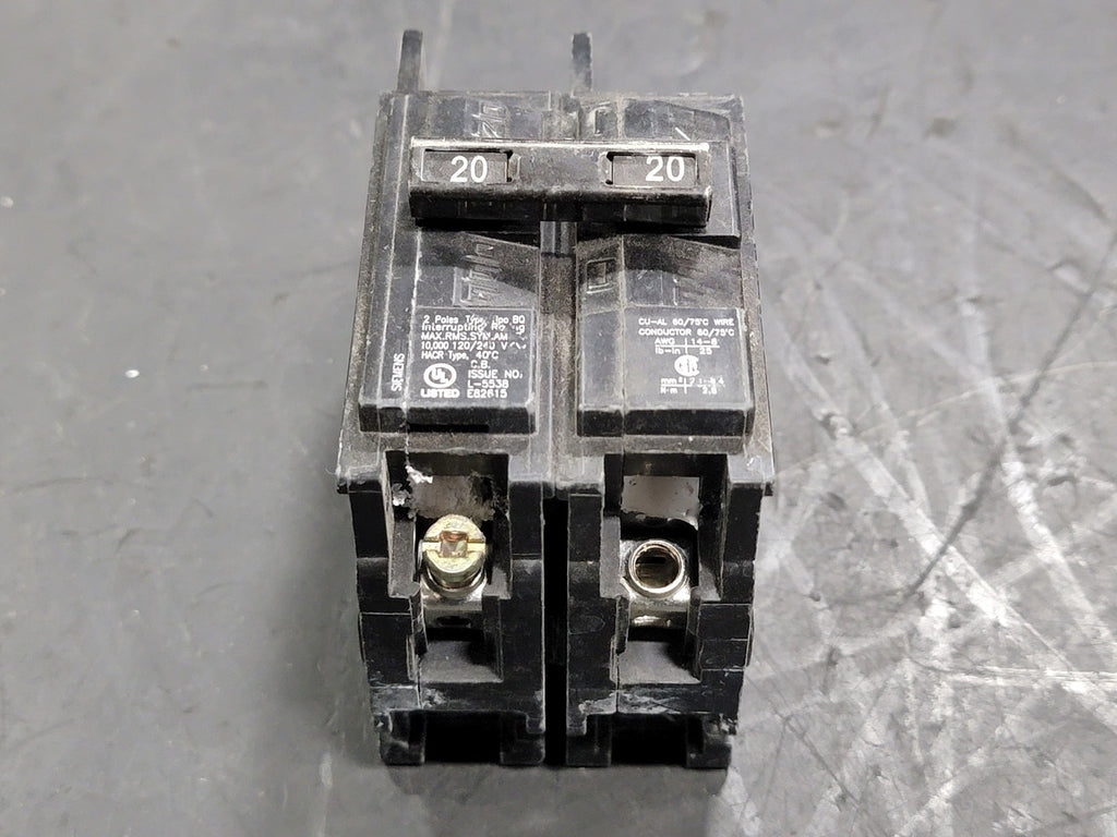 SIEMENS 20 Amp, 2 Pole, 120/240 volts Circuit Breaker BQ2B020