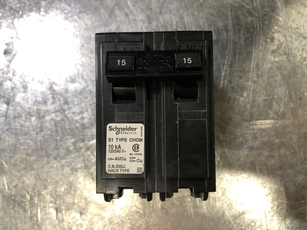 SCHNEIDER ELECTRIC 15 Amp, 2 Pole, 120/240 volts Circuit Breaker CHOM215