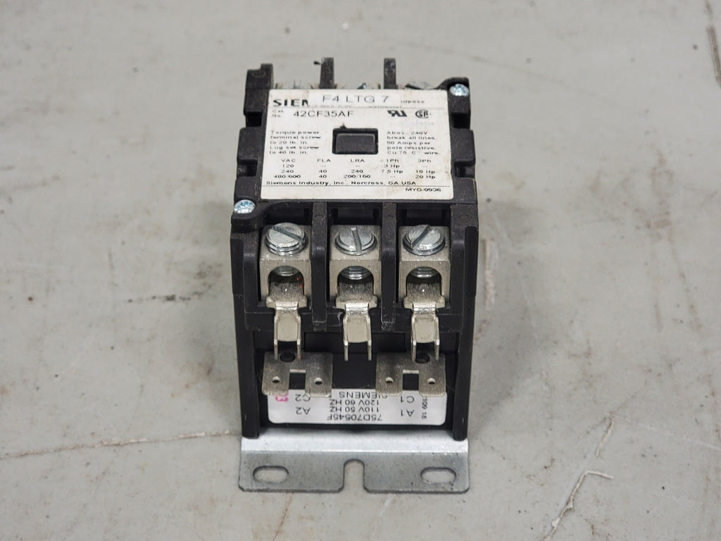 SIEMENS 40 Amp, 3 Pole, 110/120 VAC Coil Contactor 42CF35AF