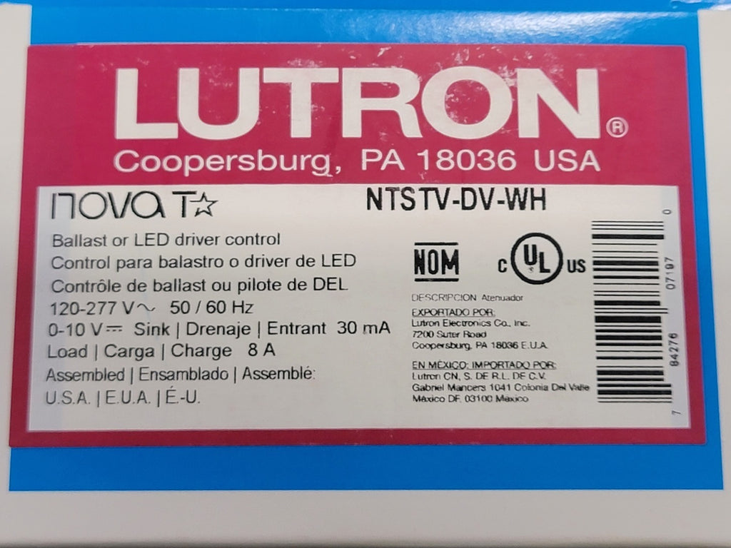LUTRON White Slide Dimmer Single Pole 120-277V NTSTV-DV-WH (Box of 11)